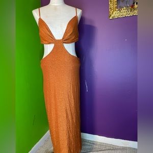 BEBE Amber glitter cut out dress NWT